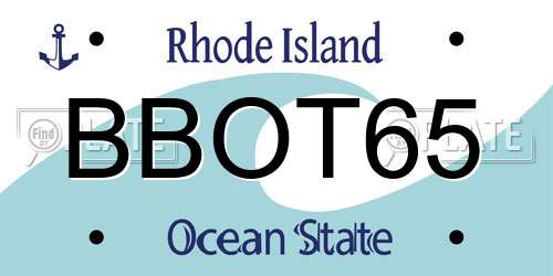 BBOT65 Rhode Island License Plate