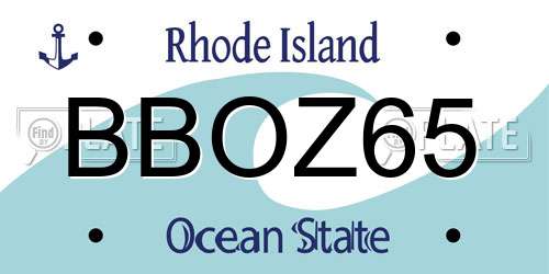 BBOZ65 Rhode Island License Plate