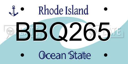 BBQ265 Rhode Island License Plate