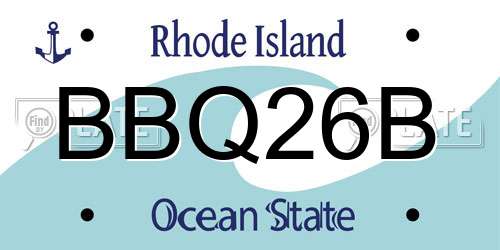 BBQ26B Rhode Island License Plate