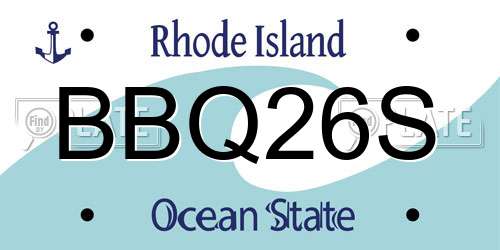BBQ26S Rhode Island License Plate