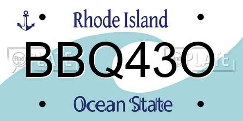 BBQ43O Rhode Island License Plate