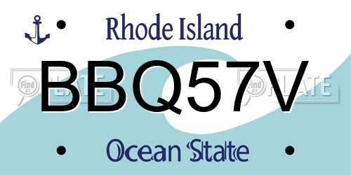 BBQ57V Rhode Island License Plate