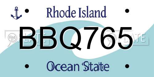 BBQ765 Rhode Island License Plate