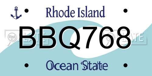 BBQ768 Rhode Island License Plate