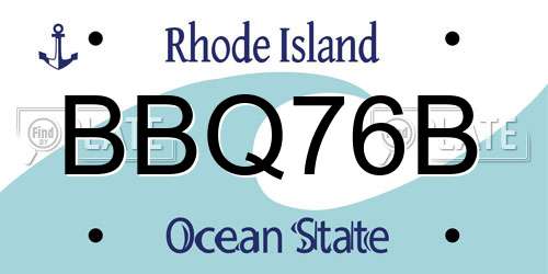 BBQ76B Rhode Island License Plate