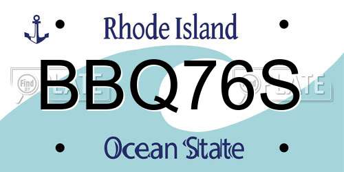 BBQ76S Rhode Island License Plate
