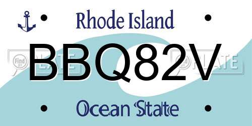 BBQ82V Rhode Island License Plate