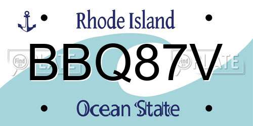 BBQ87V Rhode Island License Plate