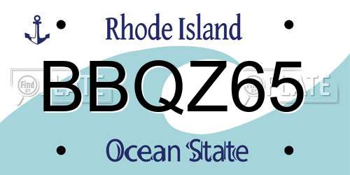 BBQZ65 Rhode Island License Plate