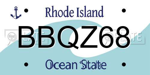 BBQZ68 Rhode Island License Plate