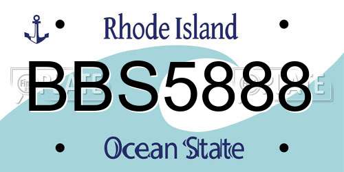 BBS5888 Rhode Island License Plate