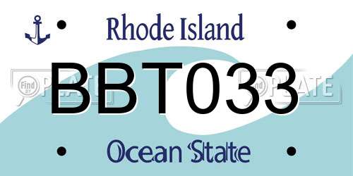 BBT033 Rhode Island License Plate