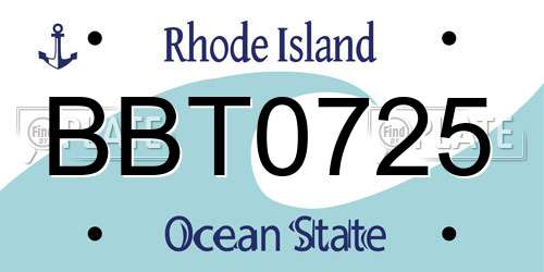 BBT0725 Rhode Island License Plate