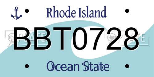 BBT0728 Rhode Island License Plate