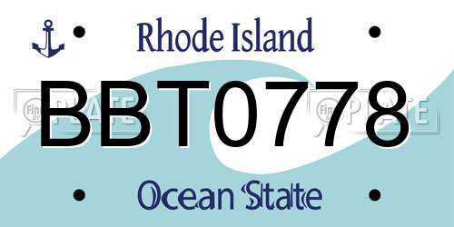 BBT0778 Rhode Island License Plate