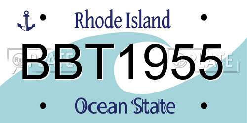 BBT1955 Rhode Island License Plate