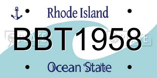 BBT1958 Rhode Island License Plate