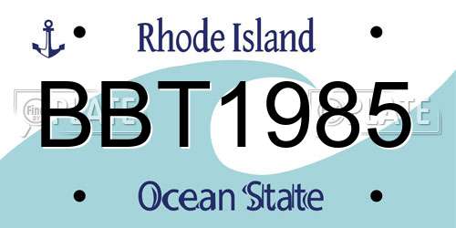 BBT1985 Rhode Island License Plate