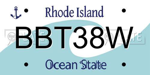 BBT38W Rhode Island License Plate