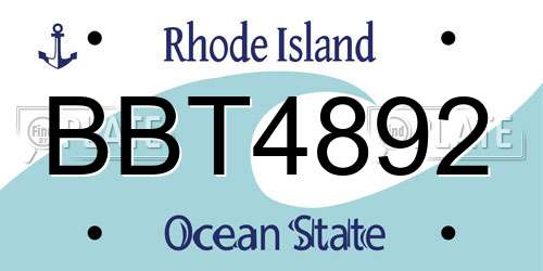 BBT4892 Rhode Island License Plate