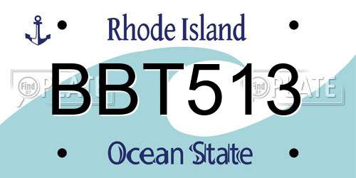 BBT513 Rhode Island License Plate