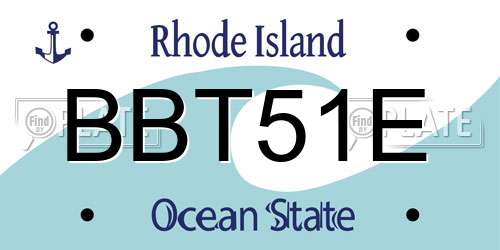BBT51E Rhode Island License Plate