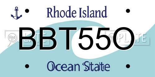 BBT55O Rhode Island License Plate