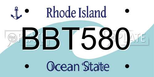 BBT580 Rhode Island License Plate