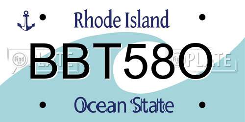 BBT58O Rhode Island License Plate