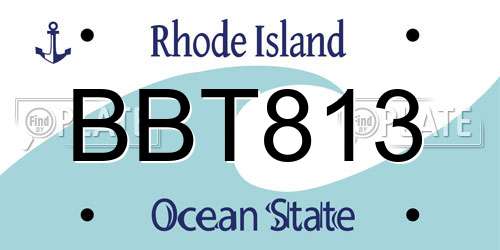 BBT813 Rhode Island License Plate