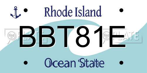 BBT81E Rhode Island License Plate