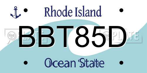 BBT85D Rhode Island License Plate