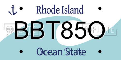 BBT85O Rhode Island License Plate