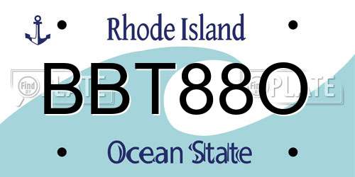 BBT88O Rhode Island License Plate