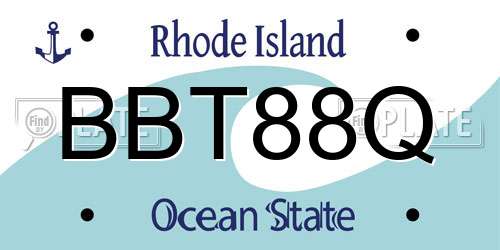 BBT88Q Rhode Island License Plate