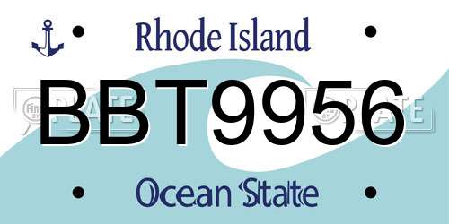 BBT9956 Rhode Island License Plate