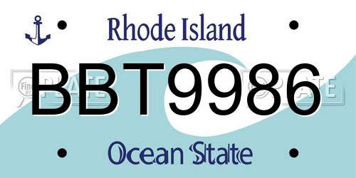BBT9986 Rhode Island License Plate