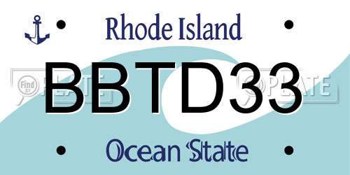 BBTD33 Rhode Island License Plate