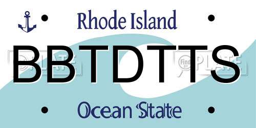 BBTDTTS Rhode Island License Plate