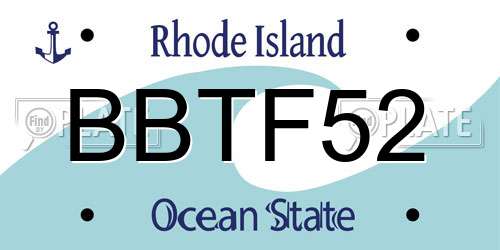 BBTF52 Rhode Island License Plate