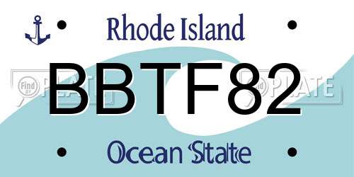BBTF82 Rhode Island License Plate