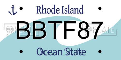 BBTF87 Rhode Island License Plate