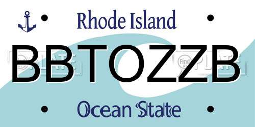 BBTOZZB Rhode Island License Plate