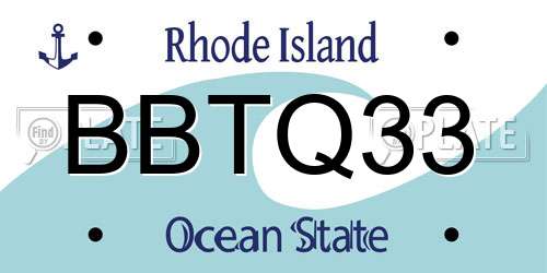 BBTQ33 Rhode Island License Plate