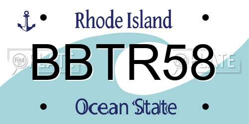 BBTR58 Rhode Island License Plate