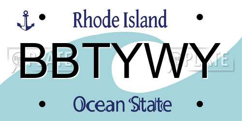 BBTYWY Rhode Island License Plate