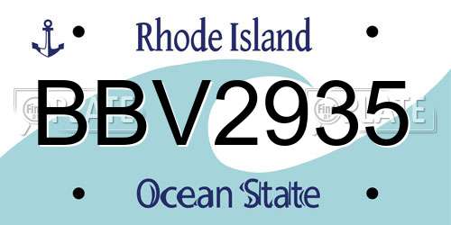 BBV2935 Rhode Island License Plate