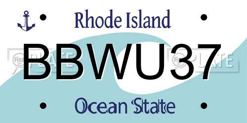 BBWU37 Rhode Island License Plate