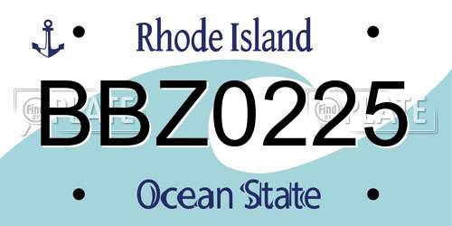 BBZ0225 Rhode Island License Plate
